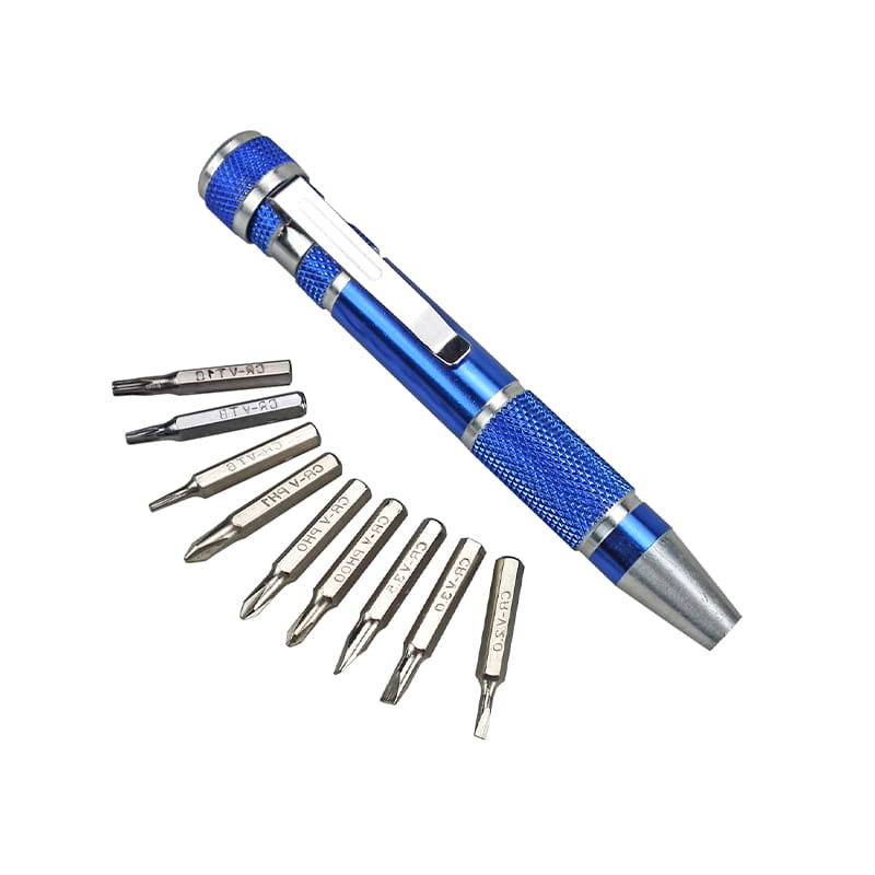 9 in 1 Aluminium Pocket Screwdriver Bit Set